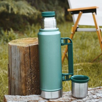 American Style Large-Capacity Stainless Steel Vacuum Water Bottle Thermos 1 L with Handle
