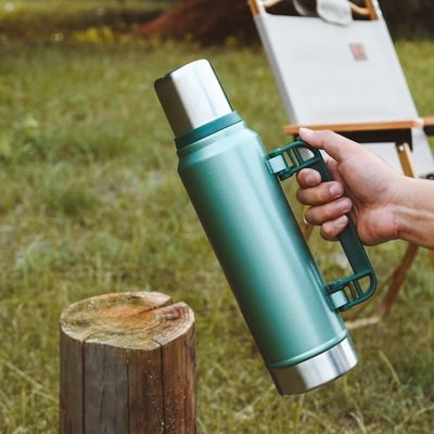 American Style Large-Capacity Stainless Steel Vacuum Water Bottle Thermos 1 L with Handle