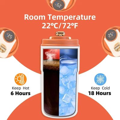 450ml Smart Temperature Display Travel Mug with Stainless Steel Material and Lanyard
