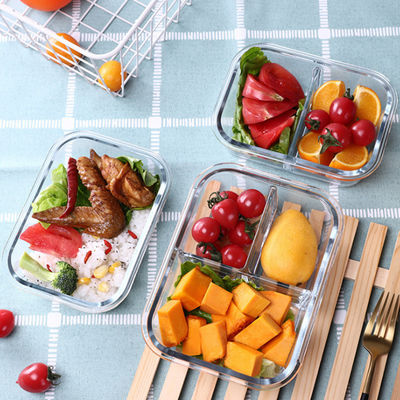 Adult Airtight Glass Meal Prep Containers Microwave Safe Glass Lunch Box with Lid