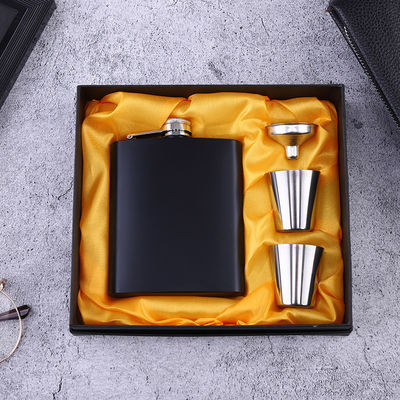 304 Stainless Steel Hip Flask Set for Alcohol Matte Black Capacity 1oz 2oz 3oz 4oz 5oz