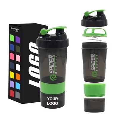 Leak Proof 16oz Fitness GYM Sports Protein Mixes Shaker Bottle with Two Extra Compartments