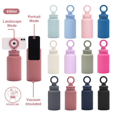 Sports Insulated Stainless Steel Water Bottle with Cell Phone Mount Stand Magnetic Holder Sustainable