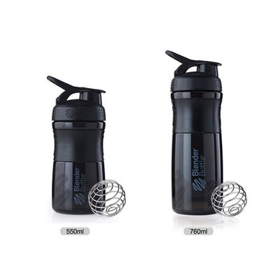 Stainless Steel Ball Portable BPA Free Gym Plastic Protein Shaker Bottle for Sports