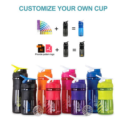 Stainless Steel Ball Portable BPA Free Gym Plastic Protein Shaker Bottle for Sports