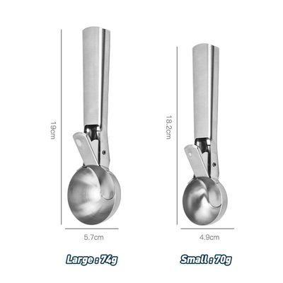 Kitchen Tools Stainless Steel Ice Cream Scoop with Easy Trigger Custom Logo and 4.8*18cm