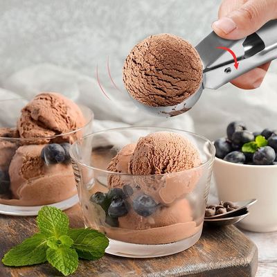 Kitchen Tools Stainless Steel Ice Cream Scoop with Easy Trigger Custom Logo and 4.8*18cm
