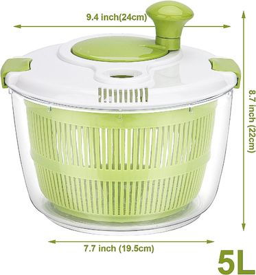 Comfortable Handle 5L Large Lettuce Salad Spinner Dryer With Customized Logo Acceptable