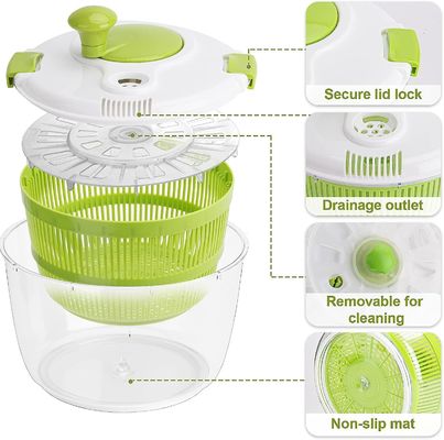 Comfortable Handle 5L Large Lettuce Salad Spinner Dryer With Customized Logo Acceptable