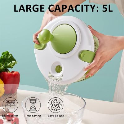 Comfortable Handle 5L Large Lettuce Salad Spinner Dryer With Customized Logo Acceptable