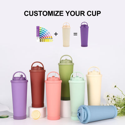 Straw Stainless Steel Insulated Tumbler with Ceramic Coating Liner and Silicone Base