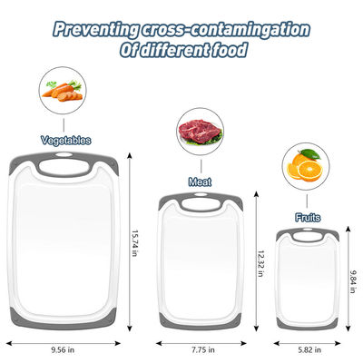 3 Sizes PP Plastic Cutting Board Set with Wear-resistant Material and Non-Slip Surface