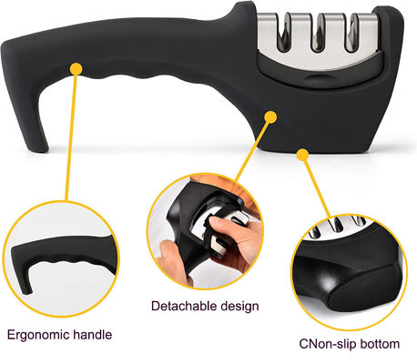 Stainless Steel 3-Stage Knife Sharpener for Professional Blade Repair and Restoration