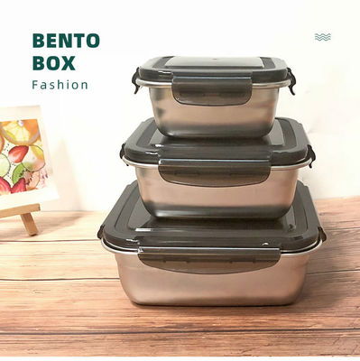 Rectangle 400/750/1200ml Stainless Steel Bento Lunch Box Set with Locking Lids and Durable