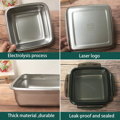 Rectangle 400/750/1200ml Stainless Steel Bento Lunch Box Set with Locking Lids and Durable