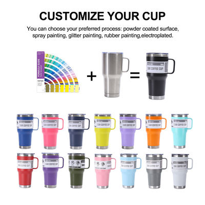 Leakproof Double Walled Metal Cup with Handle Lid and Straw Enjoy Your Coffee Anytime