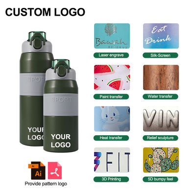 600ml/800ml Custom Insulated Stainless Steel Water Bottle with Straw and Portable Handle