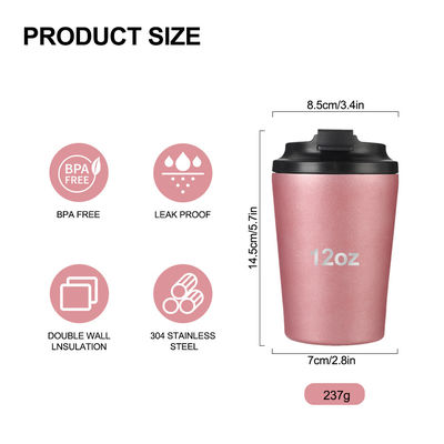 12oz Travel Reusable Coffee Cup Mug Insulated Thermal Stainless Steel Tumbler Higher