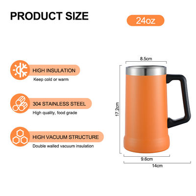 350g Double Wall Vacuum Insulation Stainless Steel Beer Mug 16oz 24oz Drinkware Type MUGS