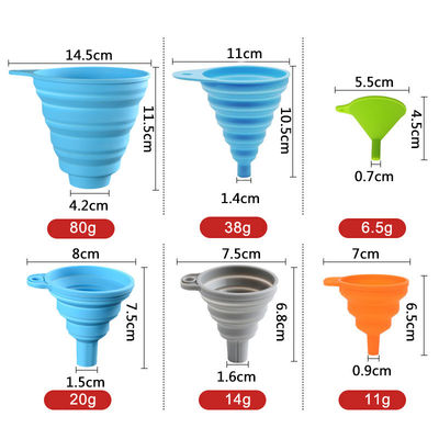 Food Grade Material Kitchen Mini Soft Silicone Retractable Collapsible Funnel
