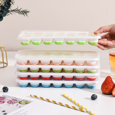 Stackable Ice Trays with Removable Spill Resistant Lid BPA Free and Silicone Material