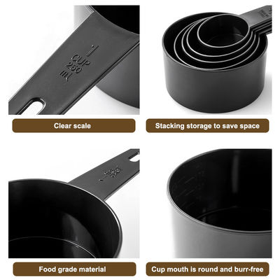 MEASURING TOOLS Professional Plastic Measuring Cups with Coffee Spoon Set of 5 100g