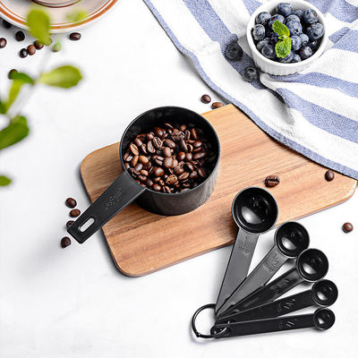 MEASURING TOOLS Professional Plastic Measuring Cups with Coffee Spoon Set of 5 100g