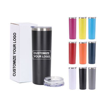 20OZ Capacity Stainless Steel Skinny Tumbler with Sliding Lid and Straw Top Choice