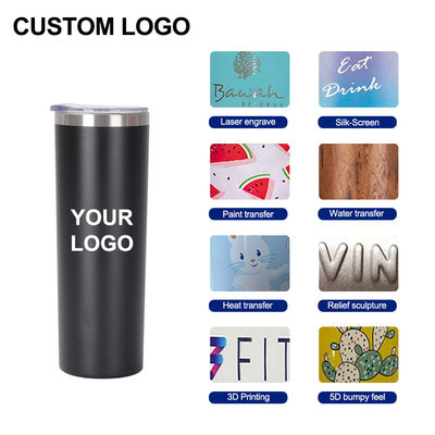 20OZ Capacity Stainless Steel Skinny Tumbler with Sliding Lid and Straw Top Choice