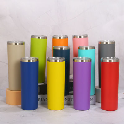 20OZ Capacity Stainless Steel Skinny Tumbler with Sliding Lid and Straw Top Choice
