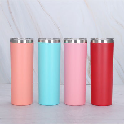 20OZ Capacity Stainless Steel Skinny Tumbler with Sliding Lid and Straw Top Choice