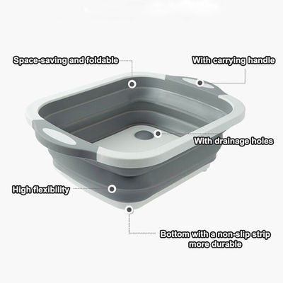 Custom Logo Dish Tub for Washing and Draining Veggies Fruits Foldable Cutting Board