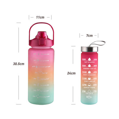 PP Food Grade Lid 4 Pcs Plastic Sport Water Bottles with Straw and Stickers for Gym Fitness