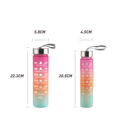 PP Food Grade Lid 4 Pcs Plastic Sport Water Bottles with Straw and Stickers for Gym Fitness