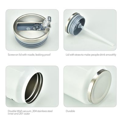 304 Stainless Steel Double Wall Vacuum Cup WITH LID and Straw for Customized Printing