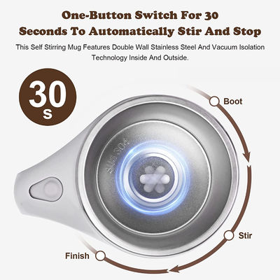 380ML Capacity Stainless Steel Insulated Auto Magnetic Mug with Self Stirring Feature