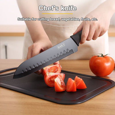 7-Piece Stainless Steel Chef Knife Set with Plastic Chopping Block and Board Holder
