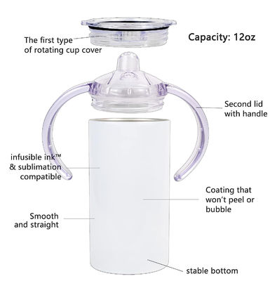 Sublimation Stainless Steel Tumbler 12oz BPA Free Water Bottle for Toddlers Drinking