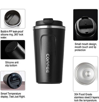 Eco Friendly Stainless Steel Thermal Mug with Temperature Display and Leak Proof Lid