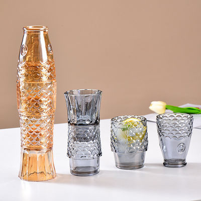 Handmade Amber Blue Grey Glass Koi Fish Set for Business Gifts in American Style