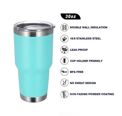 10*19.5CM Custom Logo Stainless Steel Double Wall Coffee Travel Mug with Straw and Lid