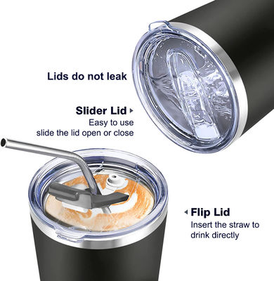 10*19.5CM Custom Logo Stainless Steel Double Wall Coffee Travel Mug with Straw and Lid