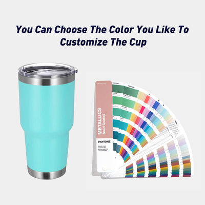 10*19.5CM Custom Logo Stainless Steel Double Wall Coffee Travel Mug with Straw and Lid