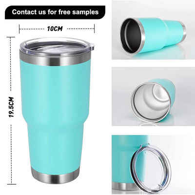10*19.5CM Custom Logo Stainless Steel Double Wall Coffee Travel Mug with Straw and Lid