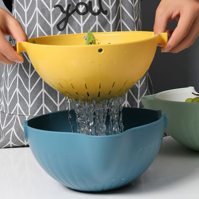 Versatile Cleaning 2-in-1 Plastic Colander Strainer Bowl Sets for Fruits and Vegetables