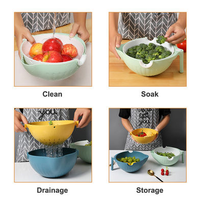 Versatile Cleaning 2-in-1 Plastic Colander Strainer Bowl Sets for Fruits and Vegetables