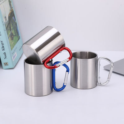 200ml / 300ml Camping and Travel Stainless Steel Double Wall Carabiner Mug with Handle
