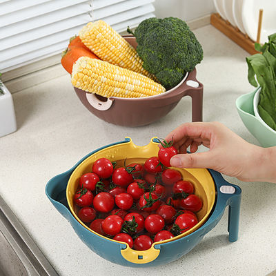 Versatile Cleaning 2-in-1 Plastic Colander Strainer Bowl Sets for Fruits and Vegetables