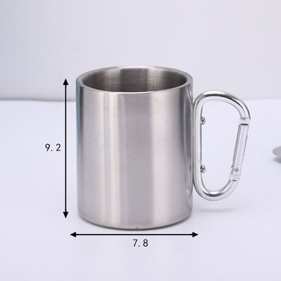 200ml / 300ml Camping and Travel Stainless Steel Double Wall Carabiner Mug with Handle