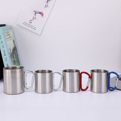 200ml / 300ml Camping and Travel Stainless Steel Double Wall Carabiner Mug with Handle